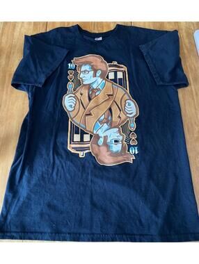 Dr Who Mens Large T-shirt Card Design Short Sleeve Tee Fury